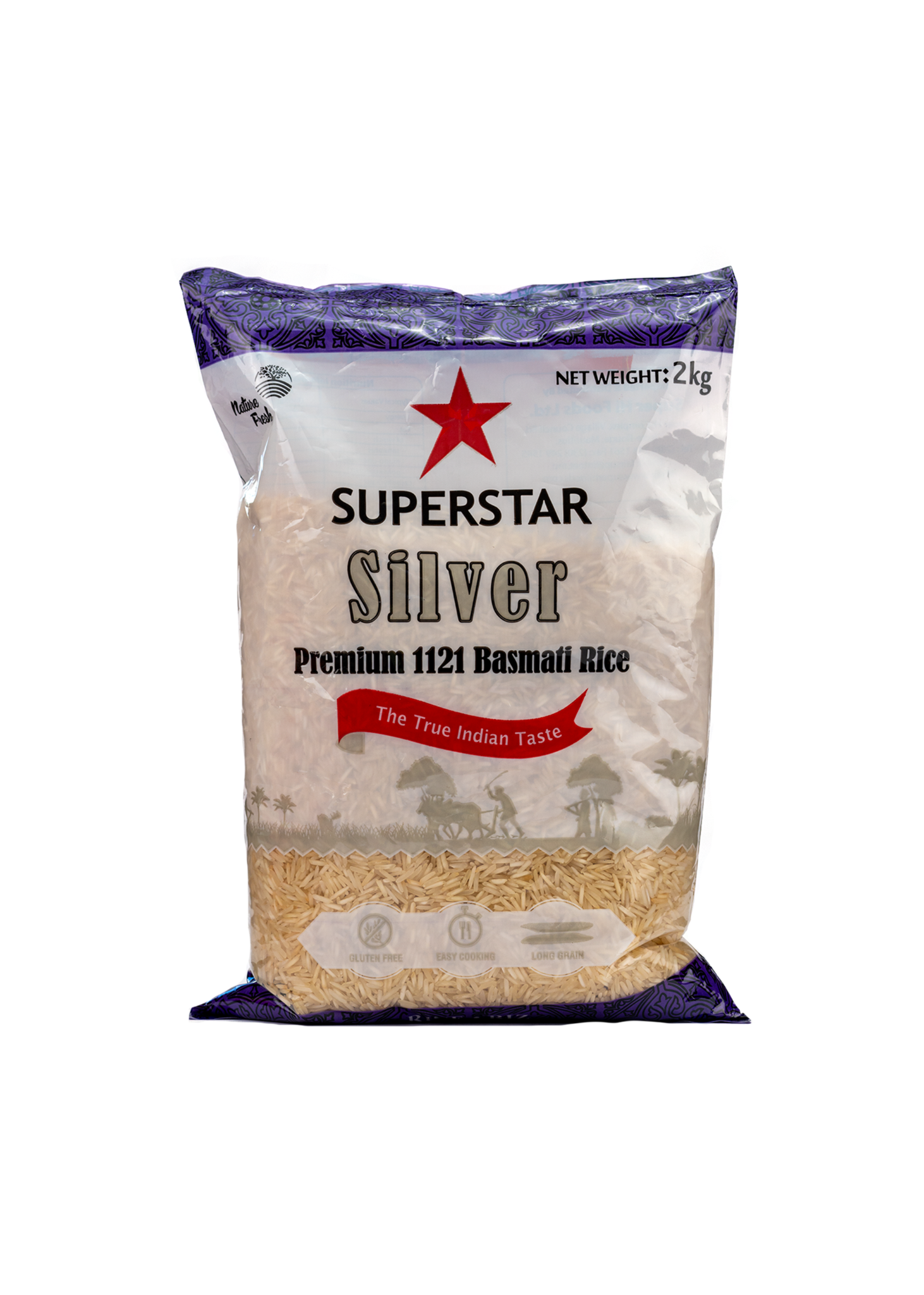 Super Star Silver 2kg basmati rice pack